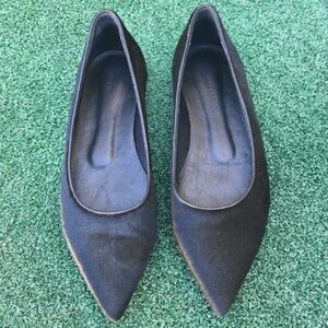 NWT Anine Bing Colette Pony Hair Pointed Flat Leather Black 36